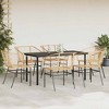 vidaXL 7-Piece Patio Dining Set - Brown PE Rattan Furniture with Tempered Glass Table - Outdoor Garden Seating for Deck/Backyard - 3 of 4