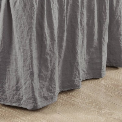 Dark Gray Ruched Ruffle Elastic Easy Wrap Around Queen/King/Cal King Bed Skirt