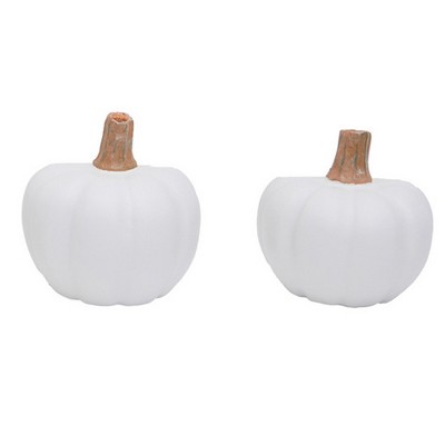 White Matte Ceramic Pumpkin Figurine - 5 Inches