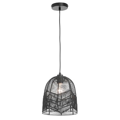 10" 1-Light Zola Pendant Rattan Black - River of Goods