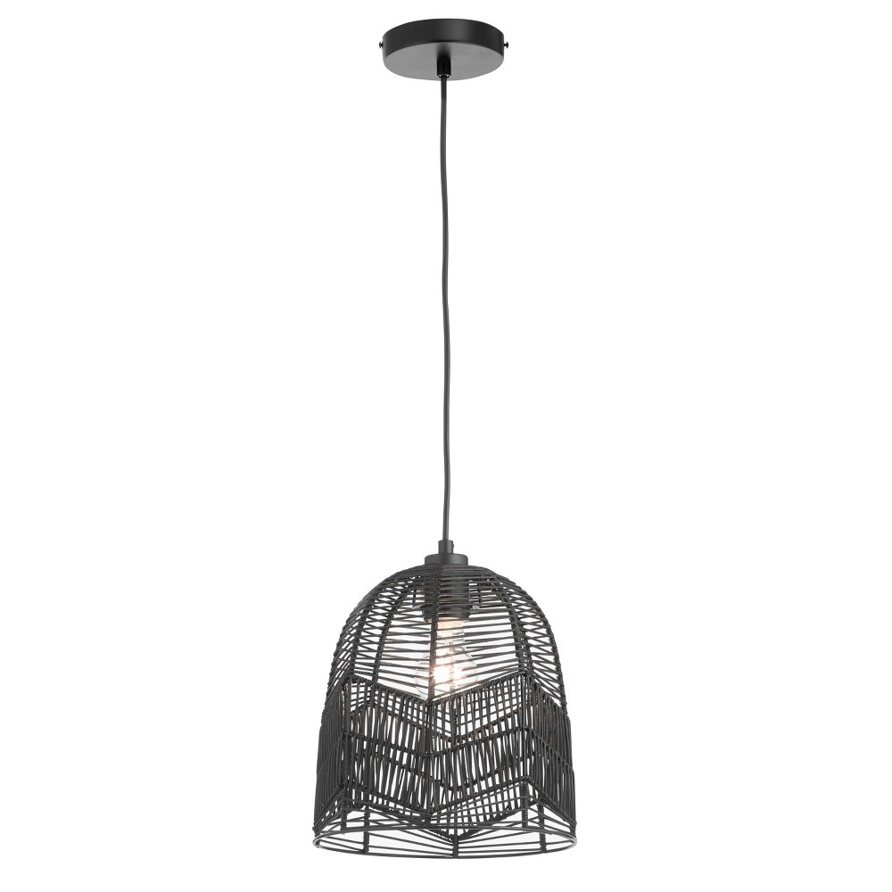 Photos - Chandelier / Lamp 10" 1-Light Zola Pendant Rattan Black - River of Goods