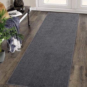 Modern Solid Textured Area Rug Ultra-Thin Low Pile Washable Rug - 1 of 4
