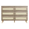 Bedroom Six-Drawer Chest, Modern Wide-Body Drawer Cabinet, Wooden Wardrobe Chest with Rattan-Woven Drawers, Suitable for 55-inch TV, Living Room - 3 of 4
