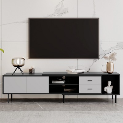 LOVSON Modern TV Stand for 80'' TV with 2 Doors, Media Console Table, Entertainment Center with Large Storage Cabinet for Living Room, Bedroom