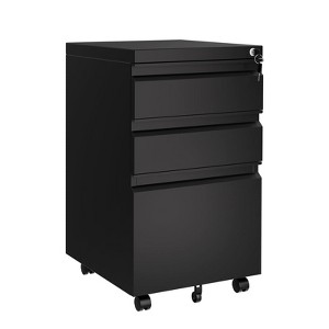 3-Drawer Mobile File Cabinet with Lock Keys | Under Desk Lateral Storage Fits Legal Letter A4 | Adjustable Shelf, Easy Assembly Office Home Workspace - 1 of 4