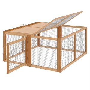 Folding Chicken Coop Run Rabbit Hutch with Top & Side Opening Doors, Small Animal Poultry Pet Cage for Outdoor, Indoor, No Assembly Required - 1 of 1