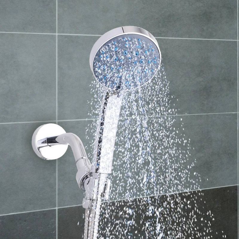 5 Spray Pattern High Pressure Wall Mount Handheld Shower Head with Stainless Hose Silver - J&#38;V TEXTILES, 2 of 4