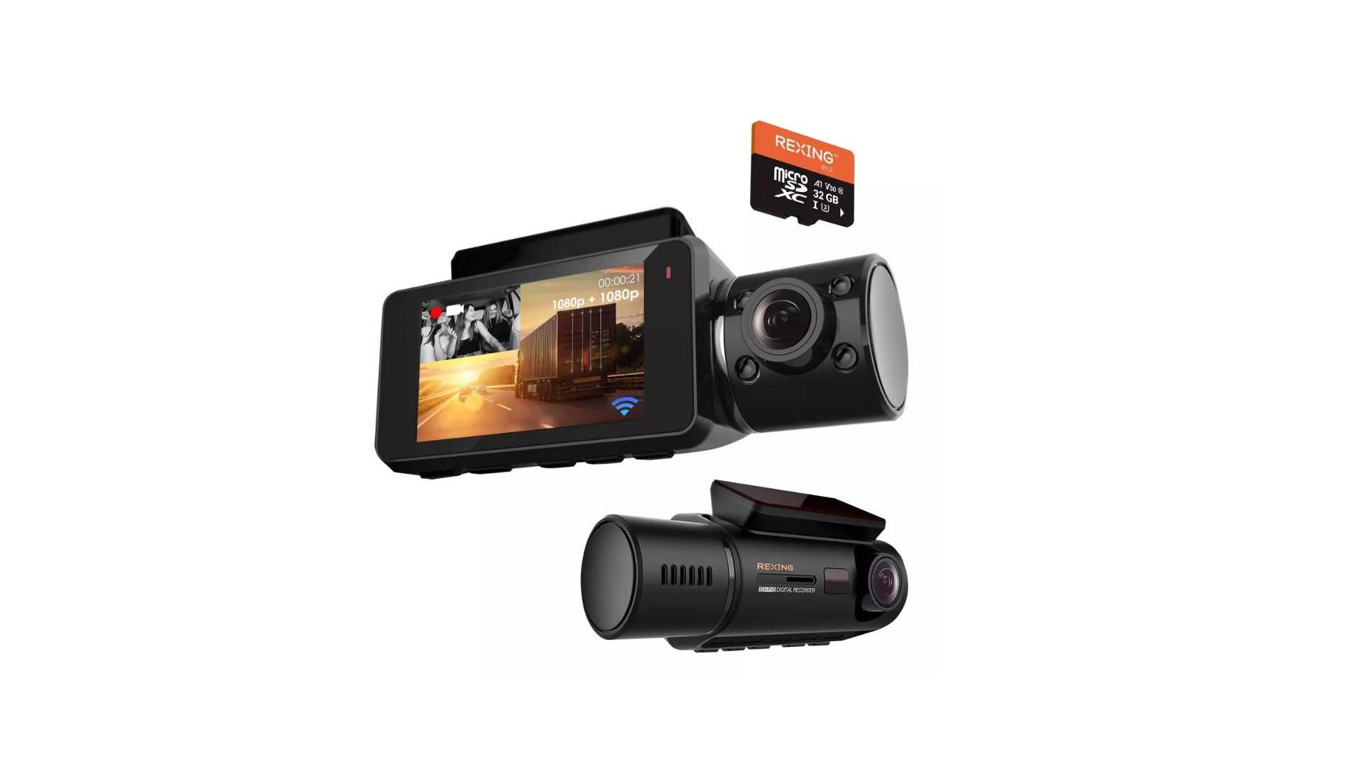 Rexing V3C Dual Channel Front & Cabin 1080p Dash Cam with App Control: Vehicle Electronics