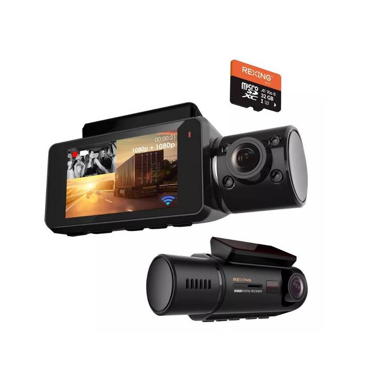 Rexing V3C Dual Channel Front &#38; Cabin 1080p Dash Cam with App Control: Vehicle Electronics, 1 of 17