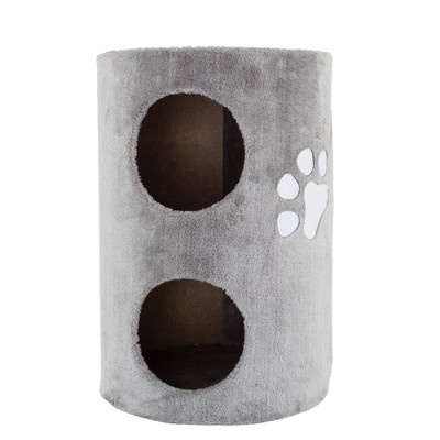 Gray Two-Story Cat Condo with Sisal Scratching Pad