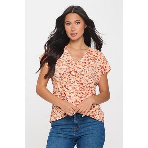 WEST K Women's Leah V Neck Short Dolman Sleeve Front Knob Blouse - 1 of 4