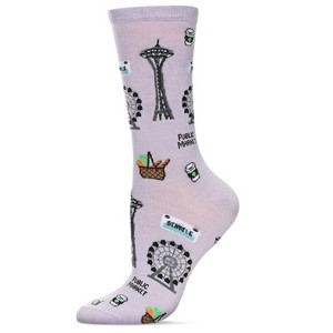 Memoi Women's Seattle Bamboo Crew Socks Lavender 9-11 - 1 of 2