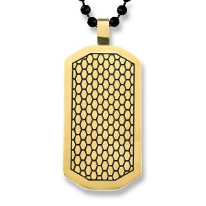 West Coast Jewelry Men's Textured Dog Tag Two-Tone Steel Necklace - 24" - 1 of 4