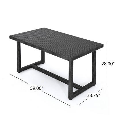 Santa Rosa Gray Wicker Outdoor Rectangle Dining Table