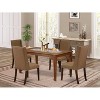 Kitchen Table Set 5 Piece - Dining Room Table & 4 Chairs - Modern Fabric Seat - Brown Beige Finish - 2 of 4