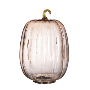 NAYSAYE Glass Pumpkin Ornament Holiday Decor for Fall Harvest Festival Thanksgiving Tabletop Display, Orange, 8.5"*8.5"*13" - 1 of 4