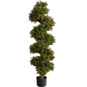 Nearly Natural 46-in Boxwood Spiral Topiary Artificial Tree - 1 of 3