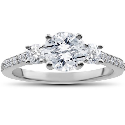 Pompeii3 1 1/4 ct Round Diamond 3-Stone Lab Created Eco Friendly Engagement Ring White Gold