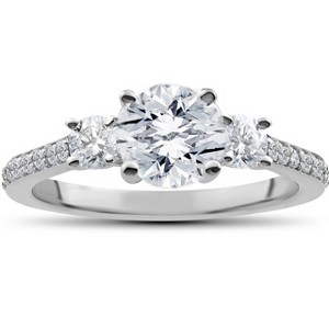 Pompeii3 1 1/4 ct Round Diamond 3-Stone Lab Created Eco Friendly Engagement Ring White Gold - 1 of 4