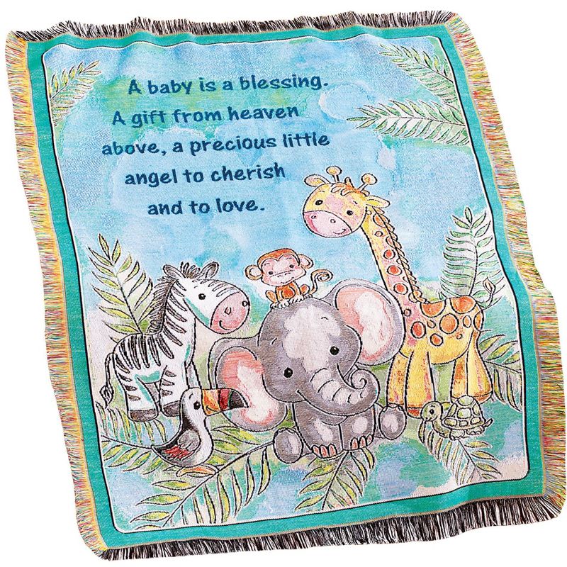 Collections Etc Jungle Baby Tapestry Throw THROW, 1 of 3