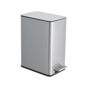 SEVOBAL Trash Can Kitchen Garbage Can Trash Cans Rectangle Stainless Steel with Soft Close Lid Step Foot Pedal Bathroom Toilet, Gray, 17"*15"*9" - 1 of 4