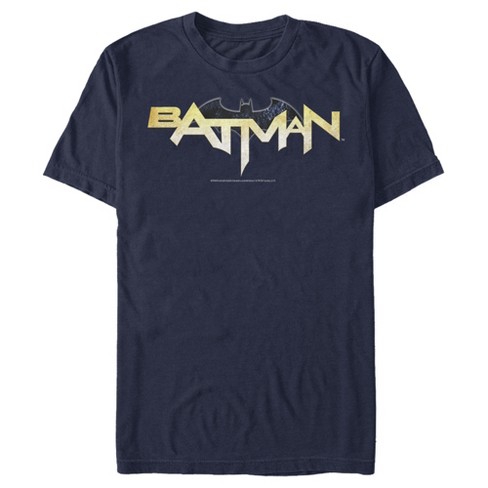 Men's Batman Logo Messy Text T-shirt - Navy Blue - X Large : Target