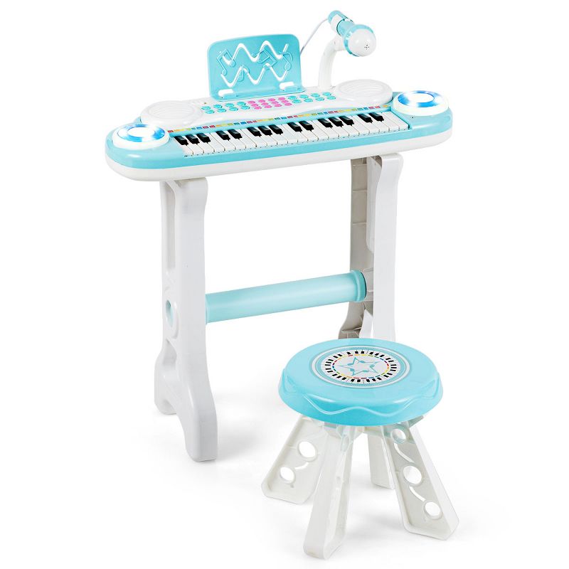 Costway 37-Key Kids Piano Keyboard Playset Electronic Organ Light BluePink, 1 of 13