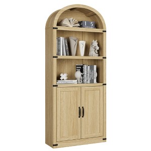 Arched Farmhouse Bookshelf, 71.65" Tall 5-Tier Storage, 50Lb/Shelf, Multi-Color - 1 of 4