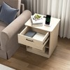 CIPACHO Natural Wooden Night Stand with Charger Station USB Type-C AC Outlets 1 Drawer Open Storage - 4 of 4