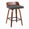 26" Mid-Century Modern 360¡ã Swivel Counter Stools with Bent Wood Legs, Padded Seat, and Square Footrest (Set of 2) for Kitchen - 2 of 4