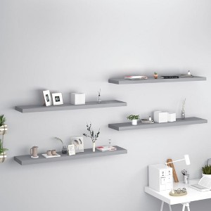 vidaXL Floating Wall Shelves 4 pcs Gray 47.2 inches x9.3 inches x1.5 inches  MDF - 1 of 4