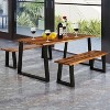 57.5'' Solid Acacia Wood Patio Bench Dining Bench Seating Chair - 2 of 4