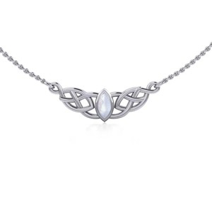 Slickblue Sterling Silver Moonstone Pendant Necklace – Celtic Knot Design, Irish-Inspired Jewelry with 18" Chain - 1 of 3