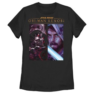 Women's Star Wars: Obi-Wan Kenobi Darth Vader vs Kenobi Artistic Panel Portrait T-Shirt - 1 of 4