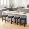 Counter Height 24" Barstools Set of 2, Modern Upholstered Counter Stool with Curved Surface, PU Leather Backless Saddle Stool, for Kitchen Home Bar - 2 of 4