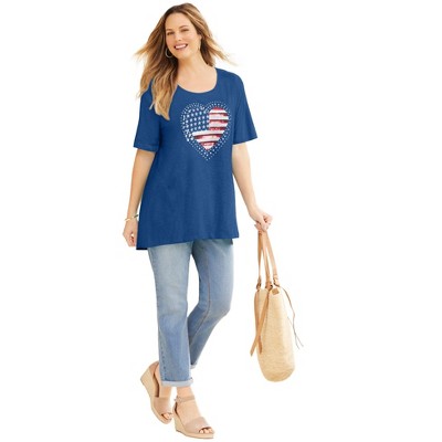 Catherines Women's Plus Size Slub Knit Sparkling Sequin Tee