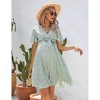 Women's Summer Floral Boho Maxi Dress Wrap Short Sleeve V Neck Ruffle A-Line Flowy Wedding Guest Long Dresses - 2 of 4