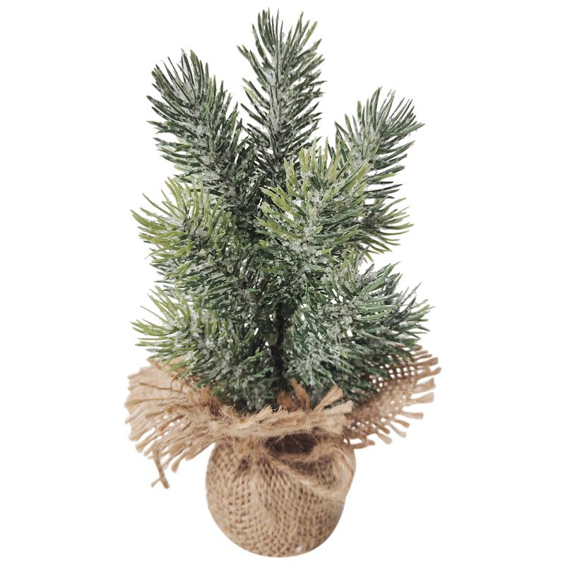 Northlight Frosted Mini Pine Tree Christmas Decoration with Burlap Base - 7.75", 1 of 3