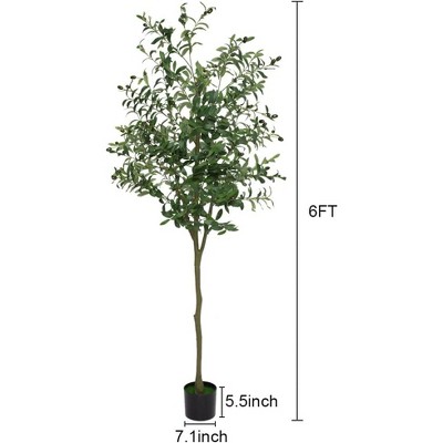 Artificial Olive Tree , Tall Fake Potted Olive Silk Tree with Planter for Office Home Living Room Floor Patio Greening Porch Decor