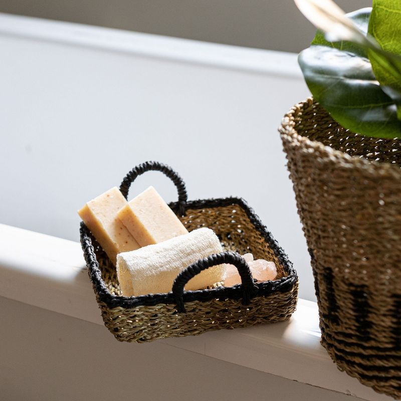 Black Trim Woven Seagrass & Rope Tray by Foreside Home & Garden, 2 of 8
