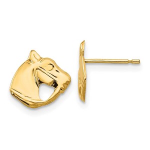 Black Bow Jewelry Kids Small Polished Horse Head Post Earrings in 14k Yellow Gold - 1 of 4