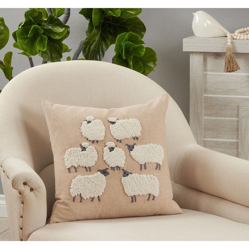 Saro Lifestyle Embroidered Sheep Throw Pillow With Poly Filling, 3 of 4
