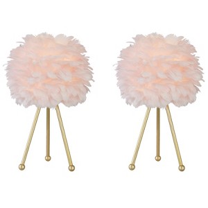 Maxax Pink Feather Table Lamp Set of 2 - 1 of 4
