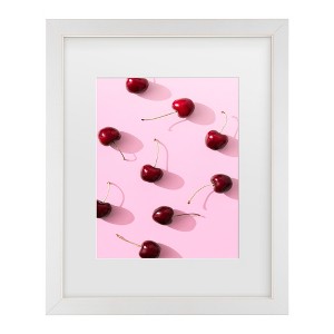 Trademark Fine Art - Pictufy Studio Cherries On Pink Background Matted Framed Art - 1 of 4