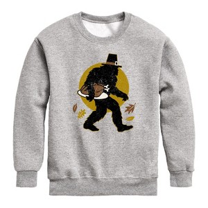 Boys' - Instant Message - Sasquatch Turkey Graphic Long Sleeve Fleece Sweatshirt - 1 of 4