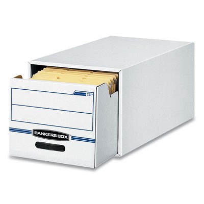 White and Blue Corrugated Cardboard File Storage Drawer, 25.5" x 14" x 11.5"