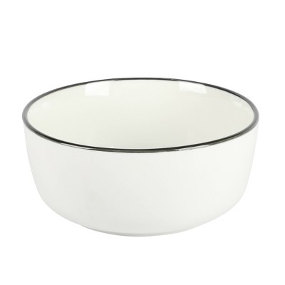 Oslo White Porcelain Dinnerware Set with Black Rim, Service for 4