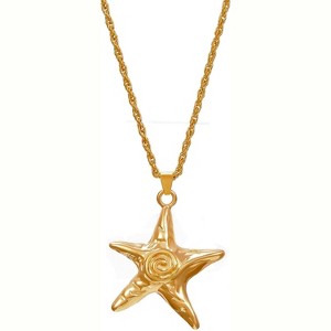 Starfish & Gold Swirl Pendant Necklace - Beach Vacation Seashell Charm, Ocean Theme Adjustable Chain for Women, Summer Jewelry Gift - 1 of 4