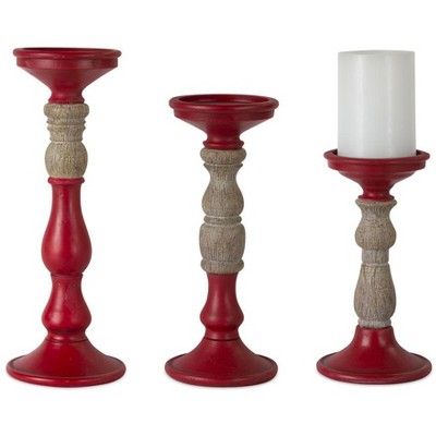 Melrose Candle Holder with Wood Accent (Set of 3)