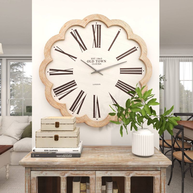 33&#34;x33&#34; Wood Wall Clock with Scallop Frame White - Olivia &#38; May, 4 of 19
